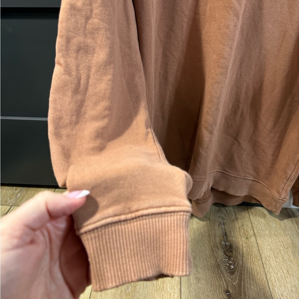 Aerie Women's Wide Neckline Oversized Brown Sweatshirt Size Small - Picture 5 of 6